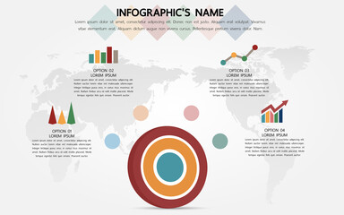 Infographic template for business presentation. Target and purpose theme with icons.