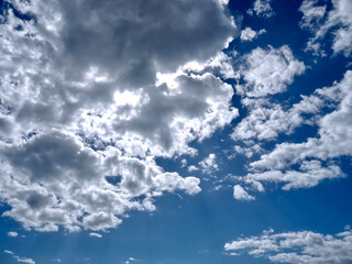 cloudy weather with blue sky and sun