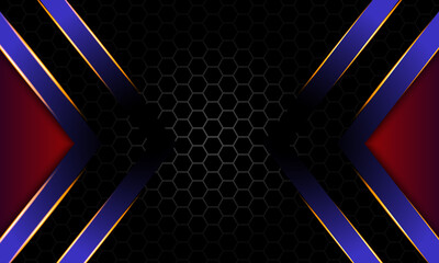 Red and blue abstract modern slice with hexagonal dark background. Luxury, minimalist, suitable for wallpapers, banners, gaming, cards, book illustrations, landing pages, etc.