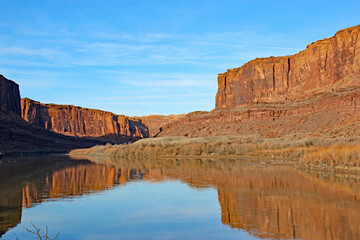 Reflections in the Colorado River, Utah in winter	