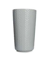 Empty stylish ceramic vase isolated on white