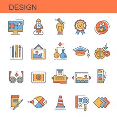 Design. Set of vector, flat, colored icons. Modern design. Set of icons for the site.
