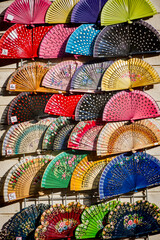 Colorful fans in the market