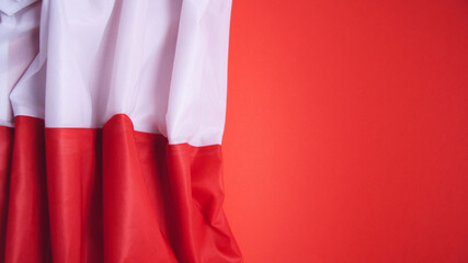 Folded White and Red Flag of Poland for Independence Day