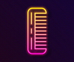 Glowing neon line Hairbrush icon isolated on black background. Comb hair sign. Barber symbol. Vector.