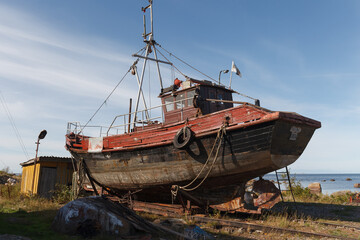 Old wooden ship at Prangli Island, Estonia