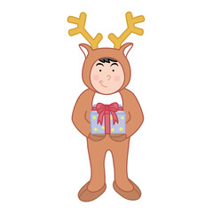 トナカイの着ぐるみを着た男の子