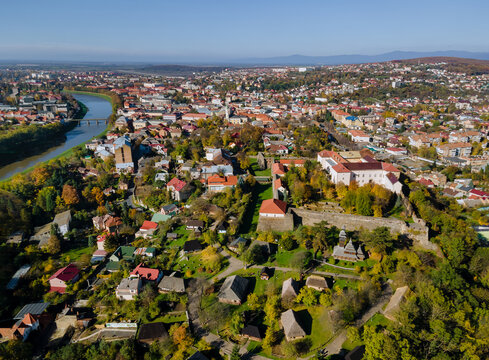 View of the city from the mountain of the Uzhhorod Castle, Ukraine