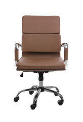 Comfortable leather office chair isolated on white