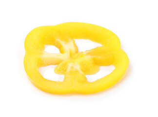 Fototapeta na wymiar Slice of yellow bell pepper isolated on white