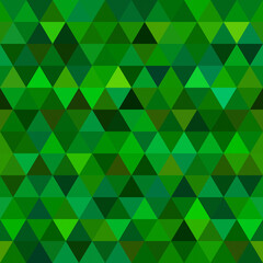 Seamless green pattern of triangles. Polygonal background. Eco backdrop.