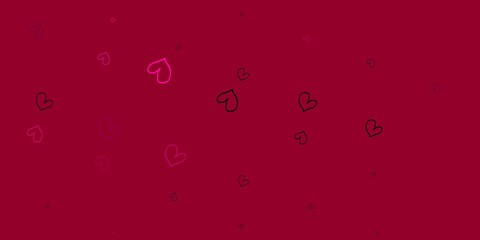 Light Pink vector backdrop with sweet hearts.