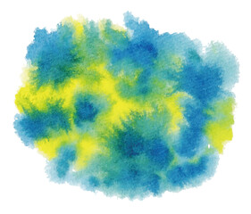 水彩　黄色と青の滲み背景