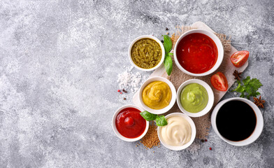 Obraz na płótnie Canvas Assorted tasty rich sauces
