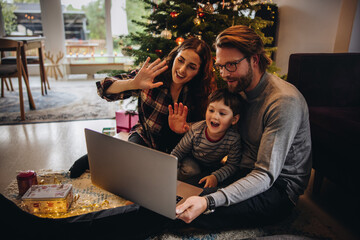 Video call with family on Christmas day - Powered by Adobe