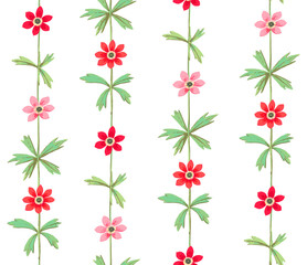 ertical Line Leaves Florals Ivy Style Seamless Pattern Stylish Trendy Fashion Colors Sweet Flowers Perfect for Fabric Print