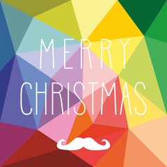 Holidays vector card with mustache and hand drawn Merry Christmas wishes