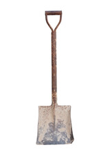 Old shovel full of rust isolated on white background included clipping path.