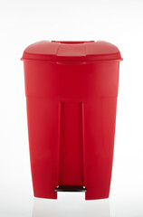Red Recycle Bin on White
