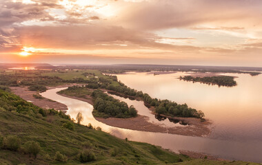 sunset over the river