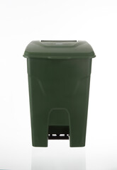 Green Recycle Bin on White