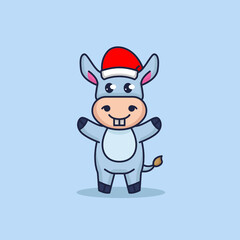 Cute donkey with Santa Claus costume