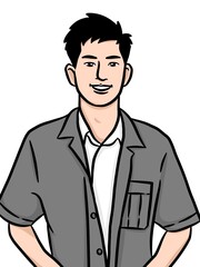 cartoon cute man on white background