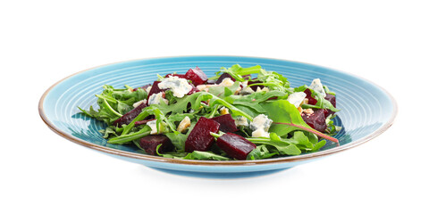 Fresh delicious beet salad isolated on white