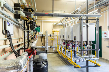 gas boiler room, boilers and equipment