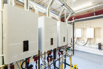 gas boiler room, boilers and equipment