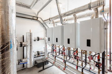 gas boiler room, boilers and equipment