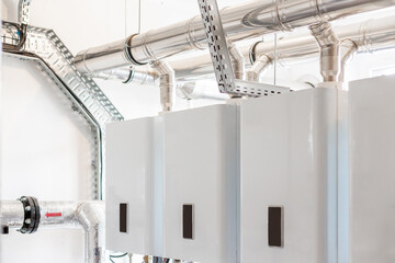 gas boiler room, boilers and equipment