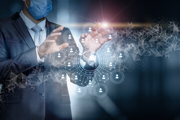 Concept of business networking during the coronavirus epidemic.