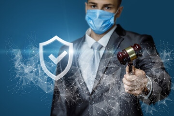 Concept of the work of the judiciary during the coronavirus epidemic.