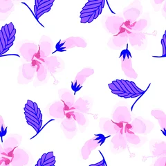 Glasschilderij Vlinders Creatief naadloos patroon met tropische bladeren. Trendy patroon met handgetekende exotische planten. Badmode botanisch ontwerp. Jungle exotische zomerprint.