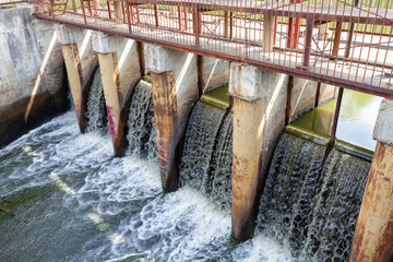 water discharge at the old dam on the Sysert river