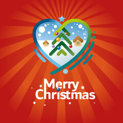 Merry Christmas greeting card, poster or banner design concept