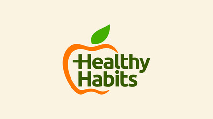 Healthy icon with apple and abstract figure, Apple health care vector logo template.