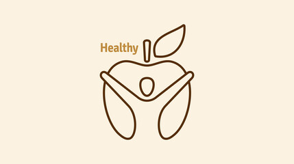 Healthy icon with apple and abstract figure, Apple health care vector logo template.