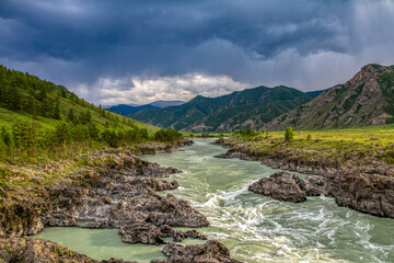 river in the mountains of the altai