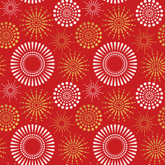 Red gold firework explosion seamless pattern
