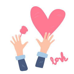 Valentine's day gift heart and rose. Recognition and offer. February 14.