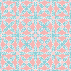 Flower greenery seamless illustration pattern. Cute botanical grid illustration background.