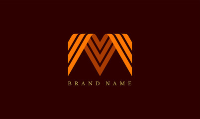 Abstract minimalistic logo letter M striped typography