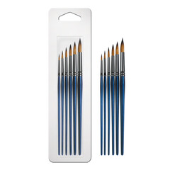 Obraz premium 3D illustration of brush set in blister card on white background