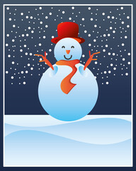 merry christmas, snowman character snow landscape