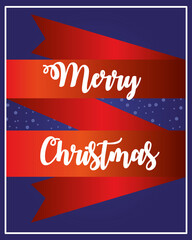 merry christmas, handwritten lettering ribbon decoration