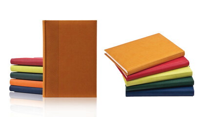 3d illustration of organizers and planners for school and office in different colors on white background