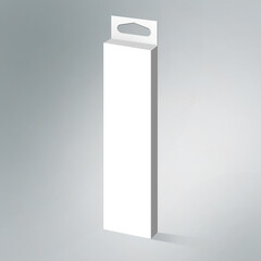 3D illustration and mock up of white hanging vertical box for any product