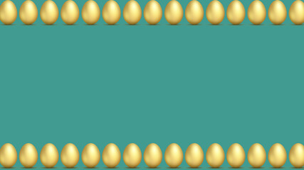 The image of gold eggs on turquoise (azure background) from above and below.